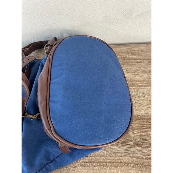 Disney Vacation Club Blue Brown Canvas Leather Backpack Rucksack Logo DVC Bag - Picture 11 of 12